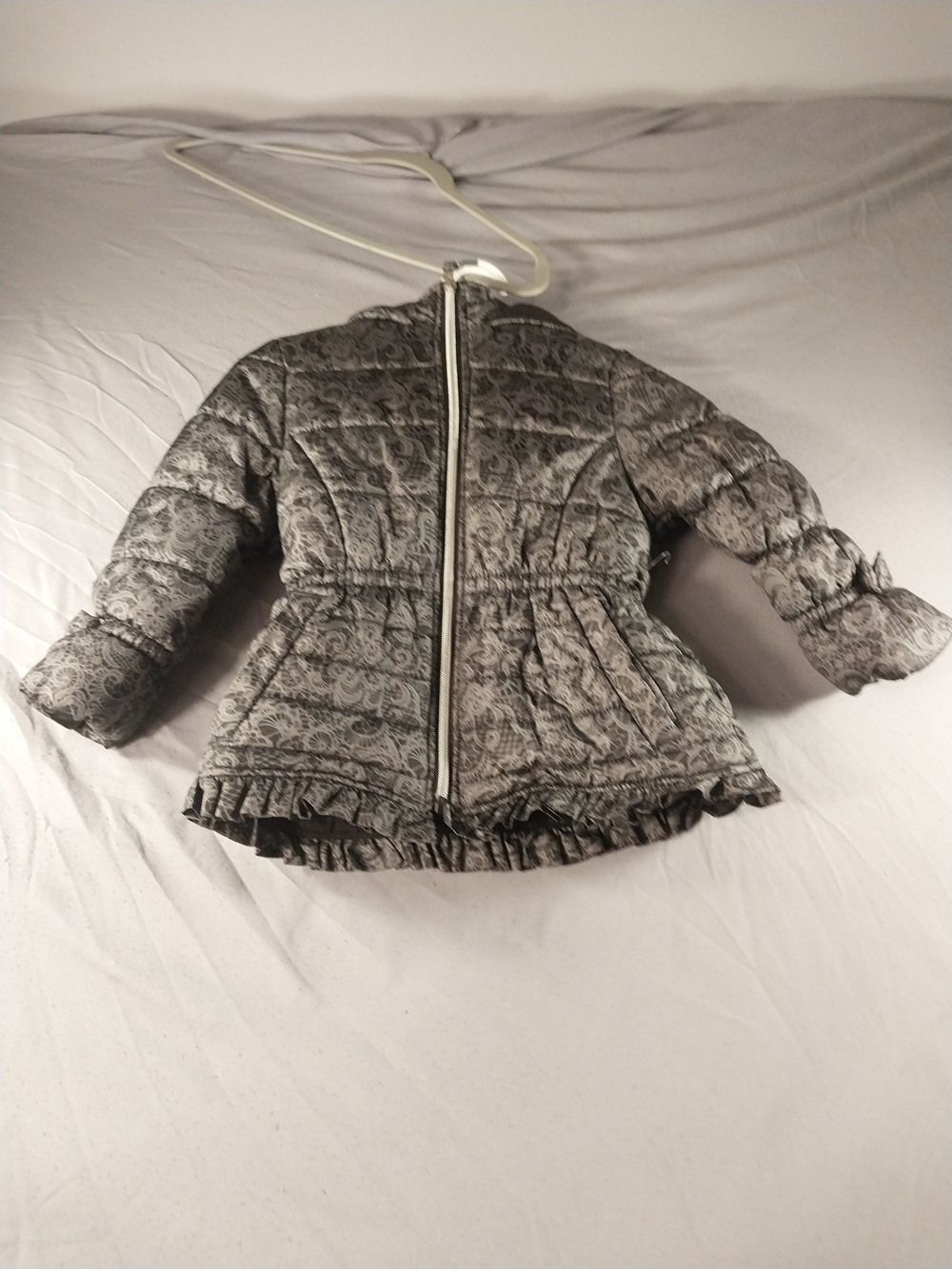 Pink Platinum Girls Lace Print Puffer Jacket Coat #083
